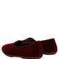 Maroon Velvet Slip On Men Flats Loafers Shoes