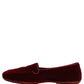 Maroon Velvet Slip On Men Flats Loafers Shoes