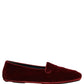 Maroon Velvet Slip On Men Flats Loafers Shoes