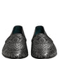Silver Jacquard Leather Slip On Loafers Shoes