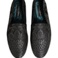 Silver Jacquard Leather Slip On Loafers Shoes