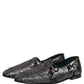 Silver Jacquard Leather Slip On Loafers Shoes