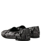 Silver Jacquard Leather Slip On Loafers Shoes