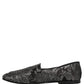 Silver Jacquard Leather Slip On Loafers Shoes
