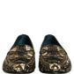 Black Gold Embellished Slip On Loafers Shoes