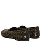 Black Gold Embellished Slip On Loafers Shoes