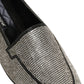 Silver Crystal Embellished Men Loafers Shoes