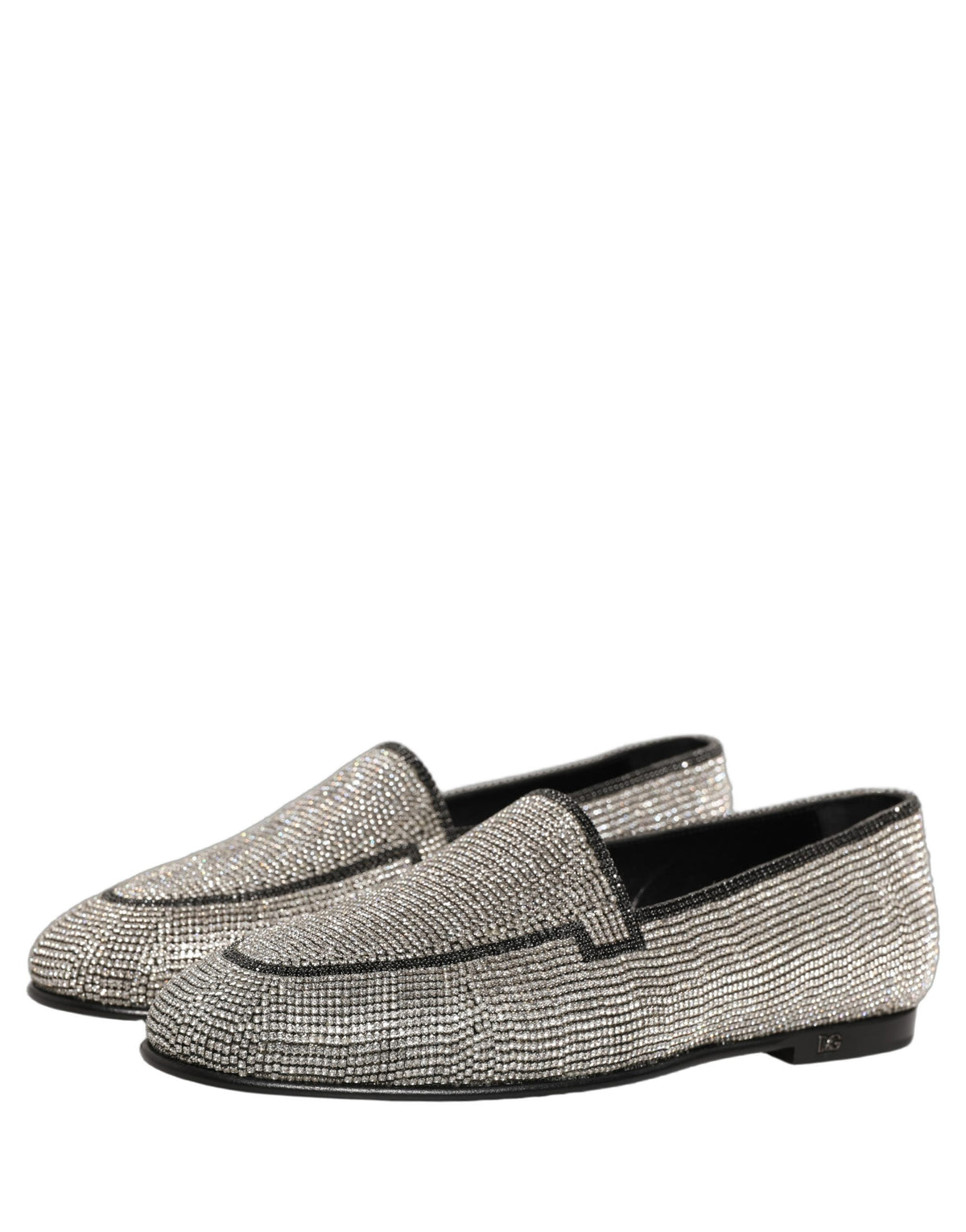 Silver Crystal Embellished Men Loafers Shoes