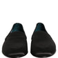 Black Satin Logo Slip On Flats Loafers Shoes