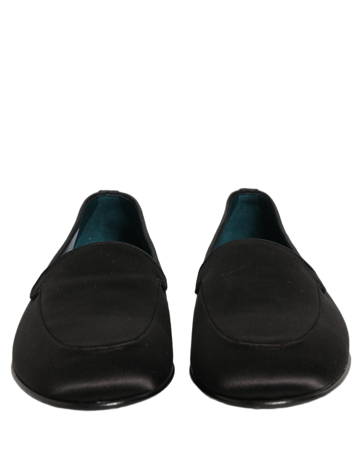 Black Satin Logo Slip On Flats Loafers Shoes