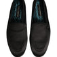 Black Satin Logo Slip On Flats Loafers Shoes