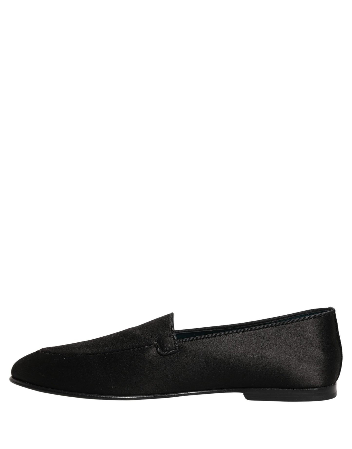 Black Satin Logo Slip On Flats Loafers Shoes