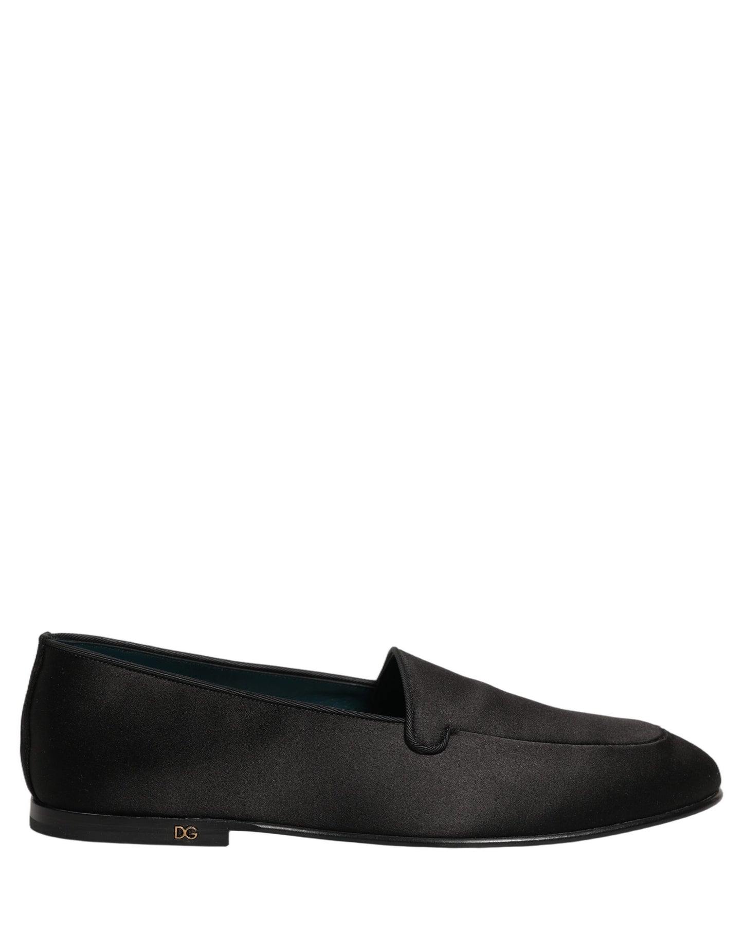 Black Satin Logo Slip On Flats Loafers Shoes