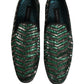 Silver Green Embellished Dress Loafers Shoes
