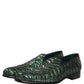 Silver Green Embellished Dress Loafers Shoes