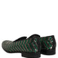 Silver Green Embellished Dress Loafers Shoes