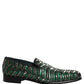 Silver Green Embellished Dress Loafers Shoes
