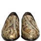 Gold Brocade Slip On Men Dress Loafers Shoes
