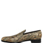 Gold Brocade Slip On Men Dress Loafers Shoes
