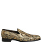 Gold Brocade Slip On Men Dress Loafers Shoes