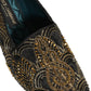 Black Gold Embellished Dress Loafers Shoes