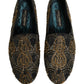 Black Gold Embellished Dress Loafers Shoes