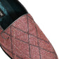 Pink Check Glitter Lurex Logo Loafers Shoes