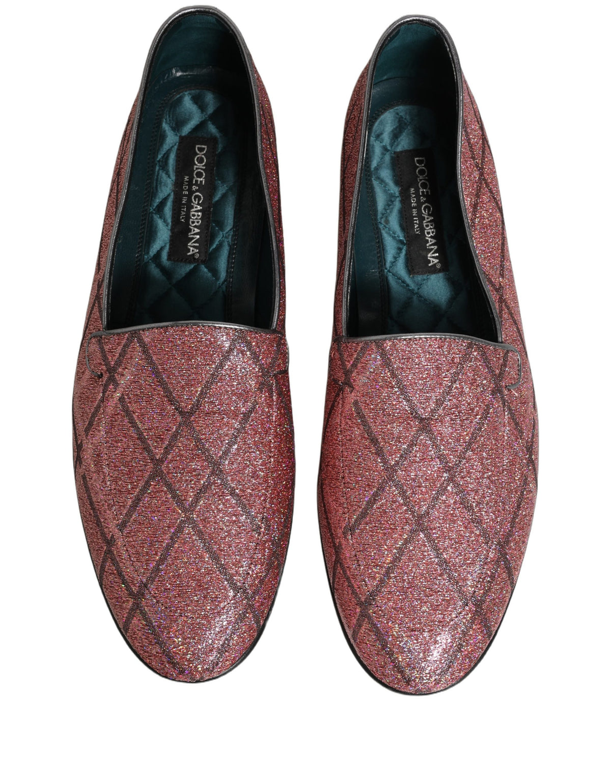 Pink Check Glitter Lurex Logo Loafers Shoes