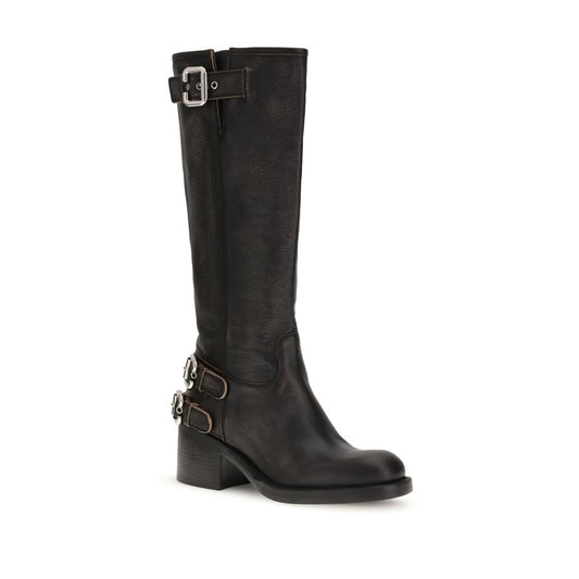 Black Calf Leather Bos Taurus Ankle Boots