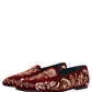 Red Velvet Floral Embroidery Loafers Shoes