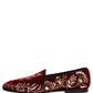 Red Velvet Floral Embroidery Loafers Shoes