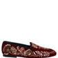 Red Velvet Floral Embroidery Loafers Shoes