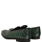 Silver Green Embellished Dress Loafers Shoes