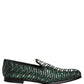 Silver Green Embellished Dress Loafers Shoes