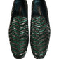 Silver Green Embellished Dress Loafers Shoes