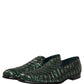 Silver Green Embellished Dress Loafers Shoes