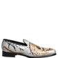 White Gold Sequined Slip On Loafers Shoes