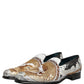 White Gold Sequined Slip On Loafers Shoes