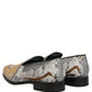 White Gold Sequined Slip On Loafers Shoes