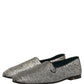 Gray Glitter Lurex DG Logo Dress Loafers Shoes