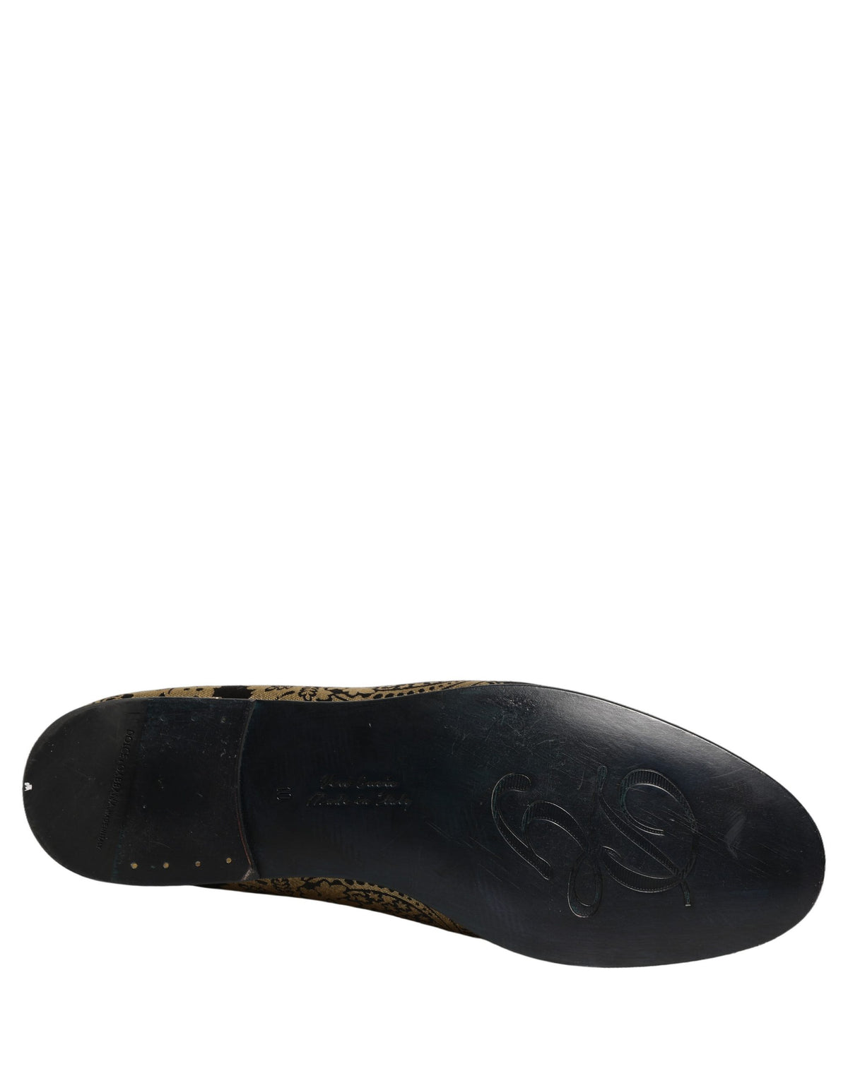 Gold Jacquard Leather Slip On Loafers Shoes