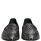Silver Jacquard Leather Slip On Loafers Shoes
