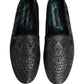 Silver Jacquard Leather Slip On Loafers Shoes
