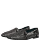 Silver Jacquard Leather Slip On Loafers Shoes