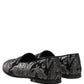 Silver Jacquard Leather Slip On Loafers Shoes