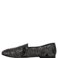 Silver Jacquard Leather Slip On Loafers Shoes