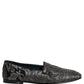 Silver Jacquard Leather Slip On Loafers Shoes