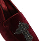 Red Suede Embellished Men Dress Loafers Shoes