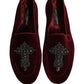 Red Suede Embellished Men Dress Loafers Shoes