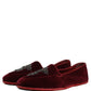 Red Suede Embellished Men Dress Loafers Shoes